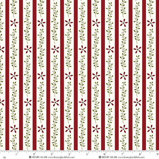 Wildflowers Vine Stripe Red 3675-88 by Gail Pan for Henry Glass Fabrics (sold in 25cm increments)