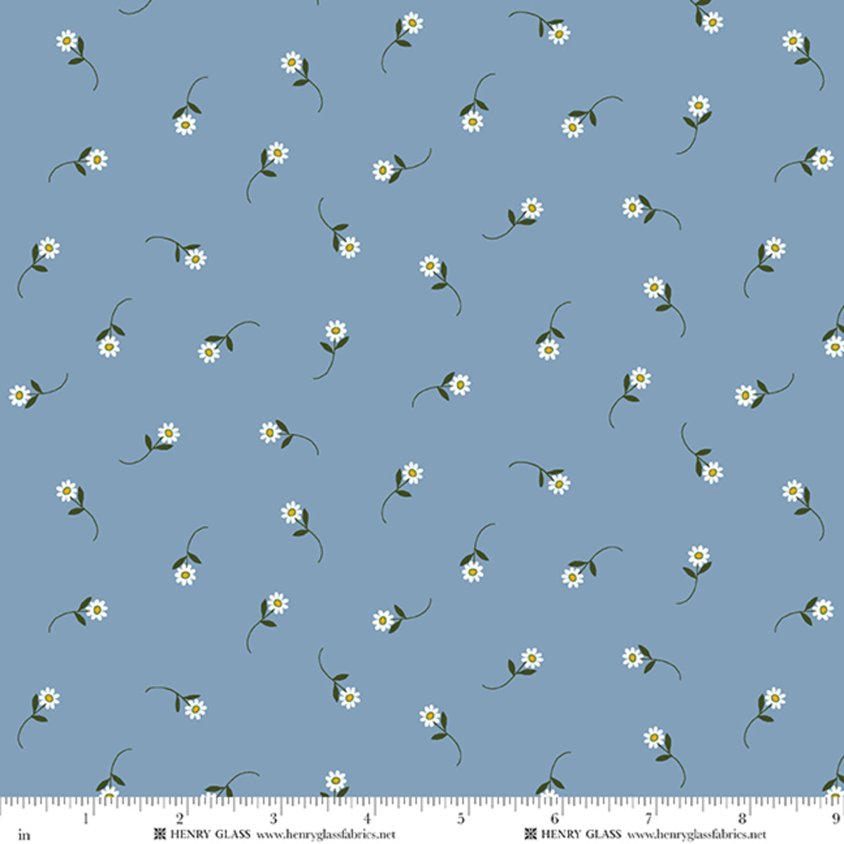 Wildflowers Tossed Daisy Blue 3676-70 by Gail Pan for Henry Glass Fabrics (sold in 25cm increments)