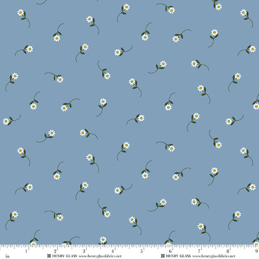 Wildflowers Tossed Daisy Blue 3676-70 by Gail Pan for Henry Glass Fabrics (sold in 25cm increments)