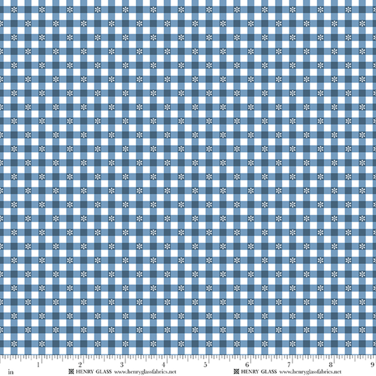 Wildflowers Daisy Check Blue 3677-77 by Gail Pan for Henry Glass Fabrics (sold in 25cm increments)