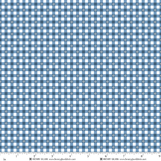 Wildflowers Daisy Check Blue 3677-77 by Gail Pan for Henry Glass Fabrics (sold in 25cm increments)