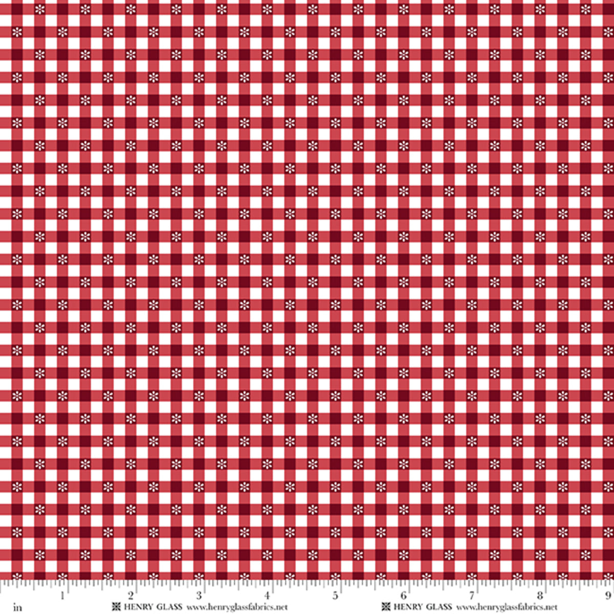 Wildflowers Daisy Check Red 3677-88 by Gail Pan for Henry Glass Fabrics (sold in 25cm increments)