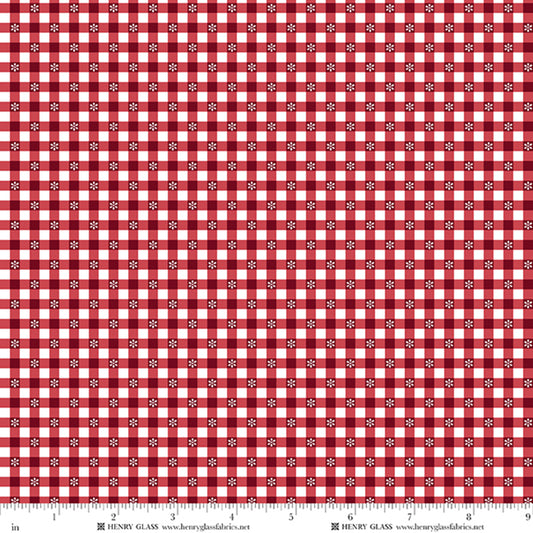 Wildflowers Daisy Check Red 3677-88 by Gail Pan for Henry Glass Fabrics (sold in 25cm increments)