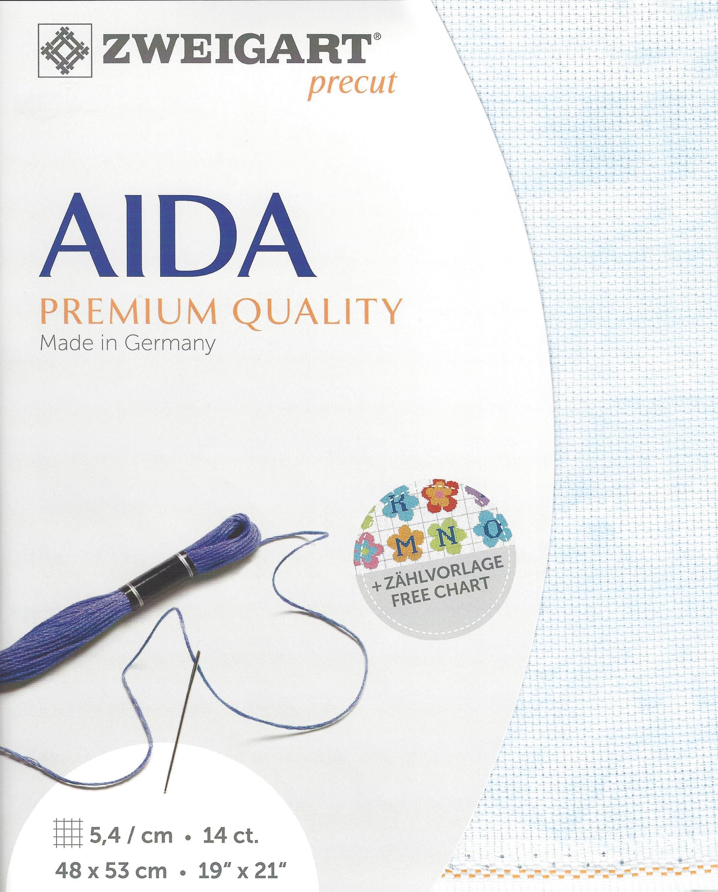 Zweigart AIDA 14Ct Vintage Blue Whisper Pre-cut