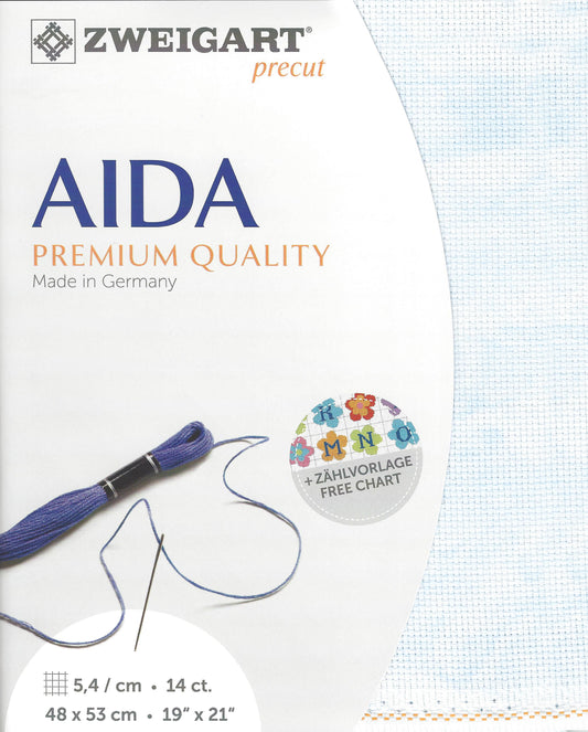 Zweigart AIDA 14Ct Vintage Blue Whisper Pre-cut