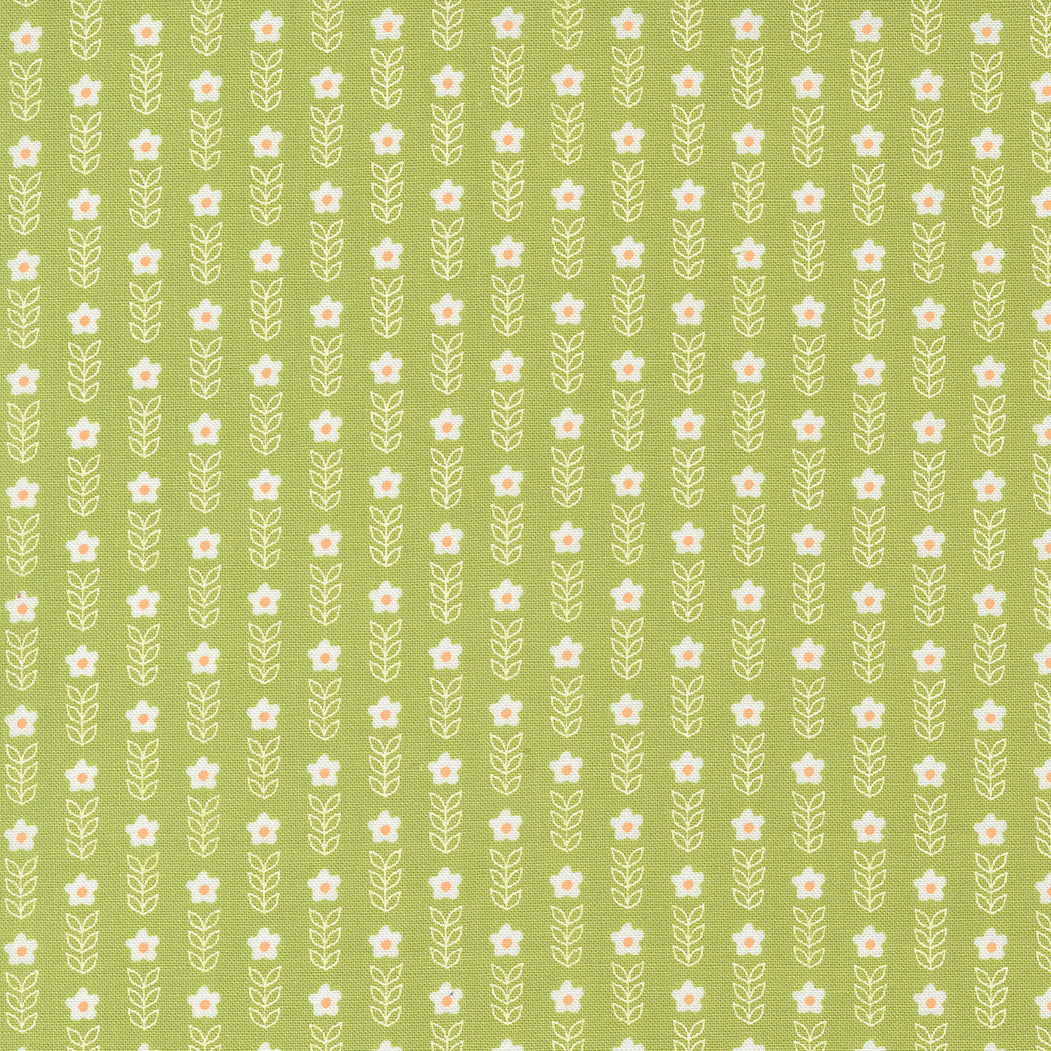 Strawberry Lemonade Blooms Stripe Lime M3767319 from Sherri & Chelsi for Moda Fabrics (sold in 25cm increments)