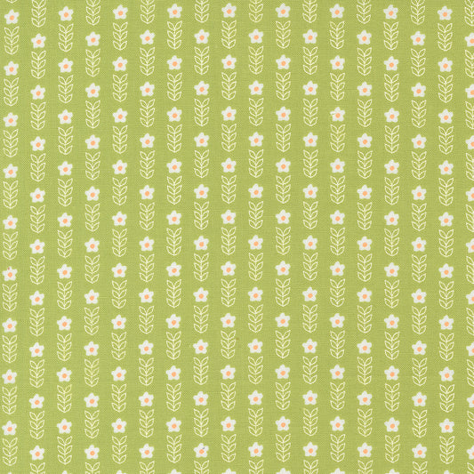 Strawberry Lemonade Blooms Stripe Lime M3767319 from Sherri & Chelsi for Moda Fabrics (sold in 25cm increments)