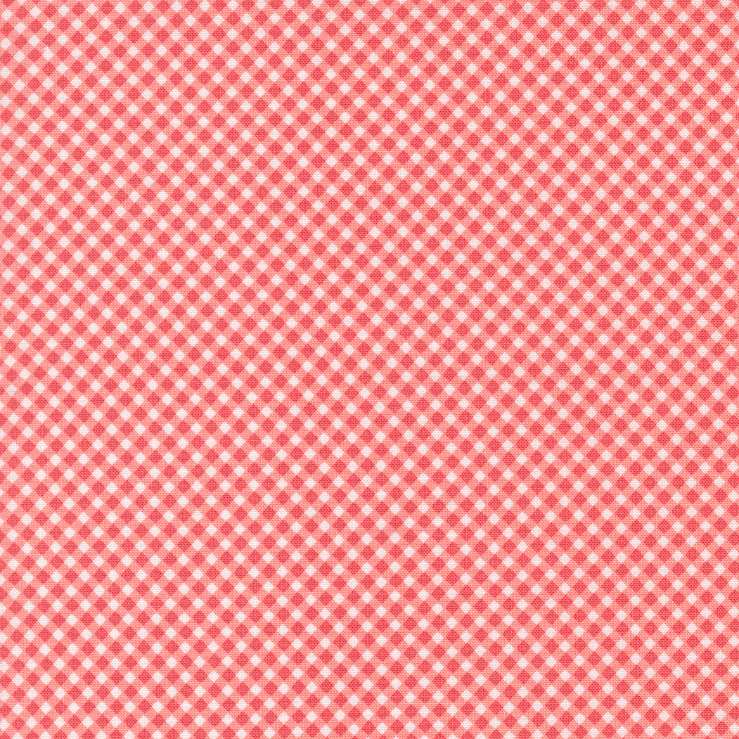 Strawberry Lemonade Gingham Check Strawberry M376712 from Sherri & Chelsi for Moda Fabrics (sold in 25cm increments)