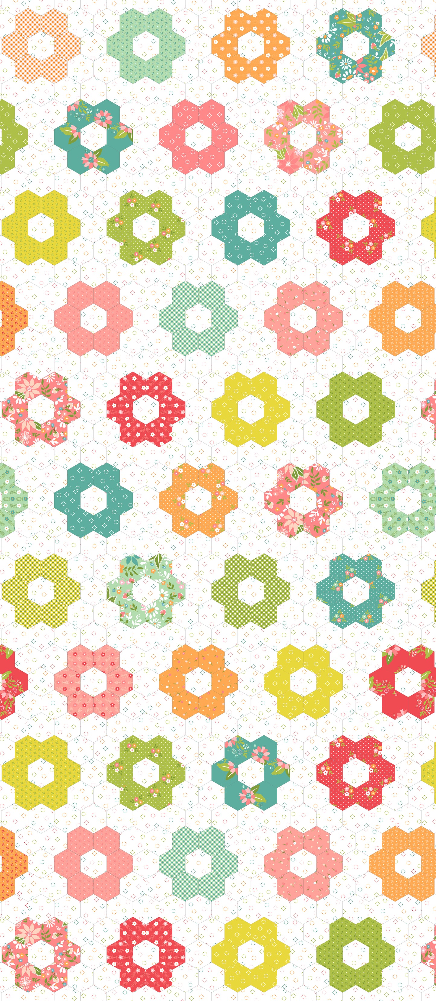 Strawberry Lemonade Cheater Hexi M376811 from Sherri & Chelsi for Moda Fabrics (sold in 25cm increments)