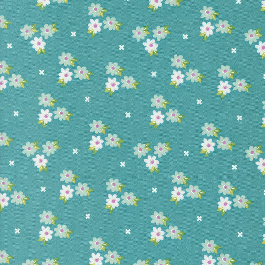 Laguna Sunrise Morning Glory Teal M3768218 by Sherri and Chelsi for Moda Fabrics (sold in 25cm increments)