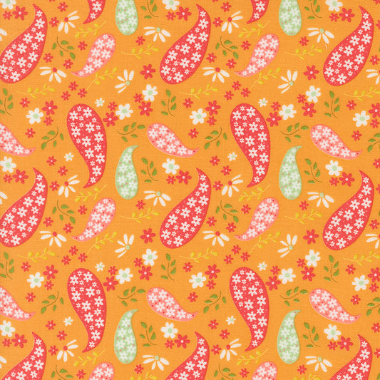 Raspberry Summer Paisley Apricot M3769114 by Sherri & Chelsi for Moda Fabrics (sold in 25cm increments)