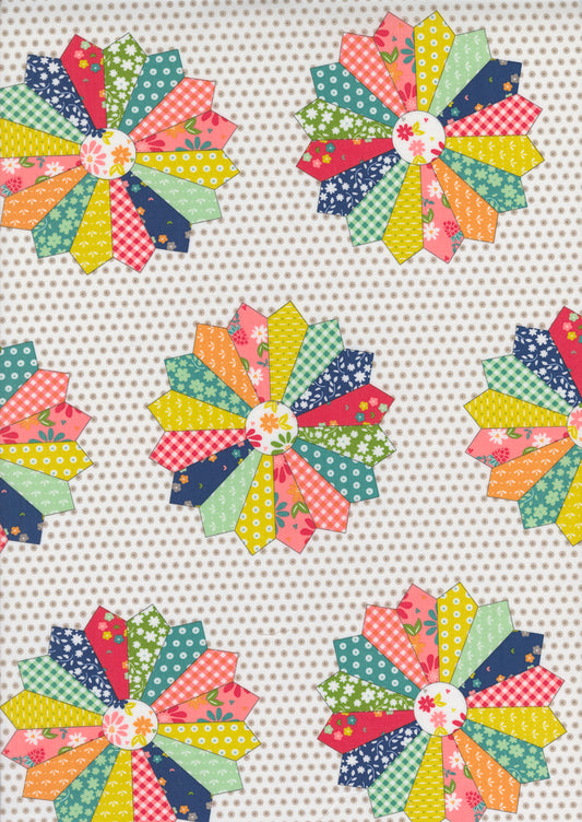 Raspberry Summer Dresdan Cheater M3769811 by Sherri & Chelsi for Moda Fabrics (sold in 25cm increments)