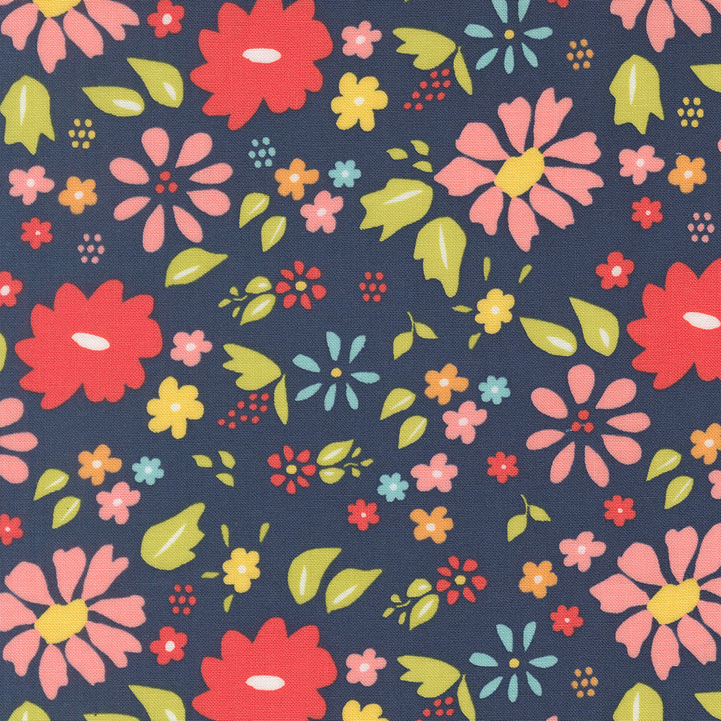 Delightfully Yours Wildflower Navy M3770019 by Sherri and Chelsi for Moda Fabrics (sold in 25cm increments)