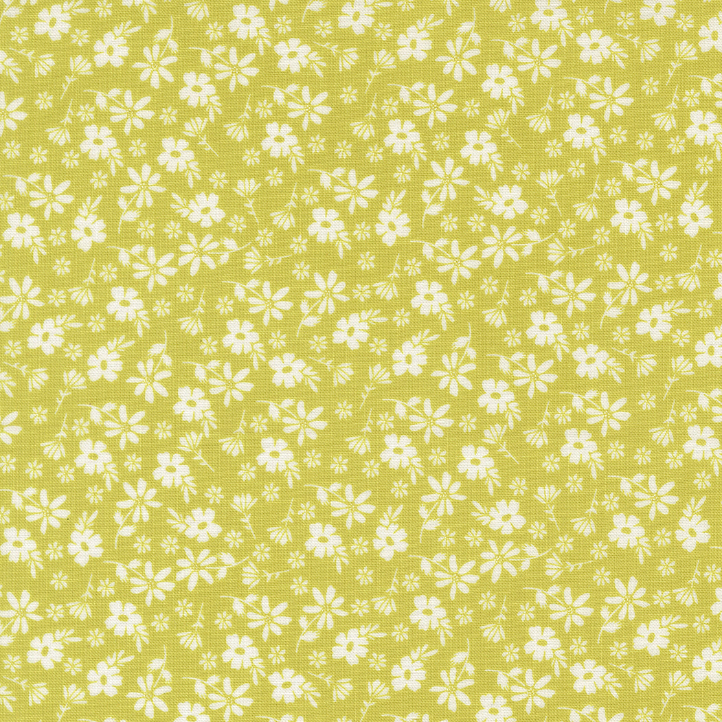 Delightfully Yours Blossoms Chartreuse M3770114 by Sherri and Chelsi for Moda Fabrics (sold in 25cm increments)