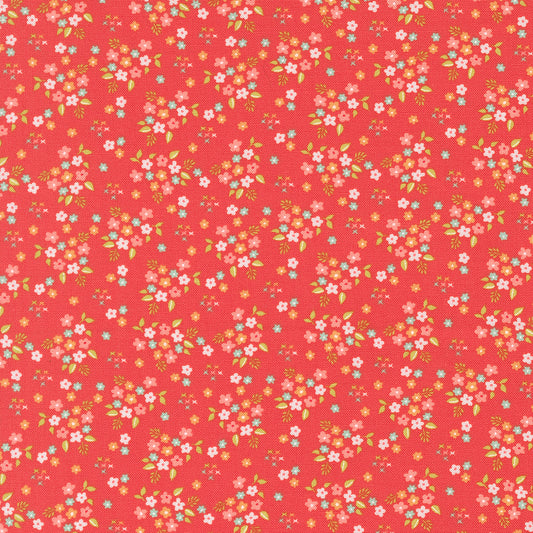 Delightfully Yours Posie Geranium M3770516 Poolside by Sherri and Chelsi for Moda Fabrics (sold in 25cm increments)