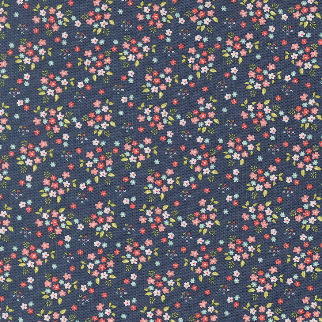 Delightfully Yours Posie Navy M3770519 by Sherri and Chelsi for Moda Fabrics (sold in 25cm increments)