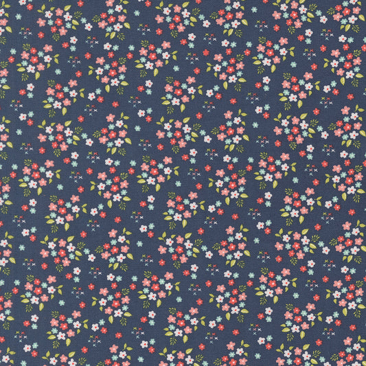 Delightfully Yours Posie Navy M3770519 by Sherri and Chelsi for Moda Fabrics (sold in 25cm increments)