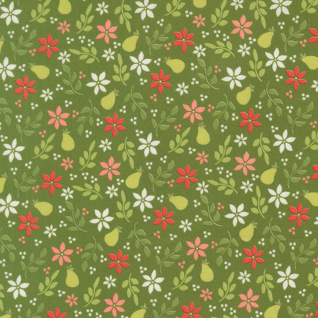 Poinsettia & Pear Pear Floral Evergreen M3771114 by Sherri & Chelsi for Moda fabrics (sold in 25cm increments)