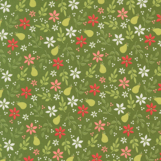 Poinsettia & Pear Pear Floral Evergreen M3771114 by Sherri & Chelsi for Moda fabrics (sold in 25cm increments)