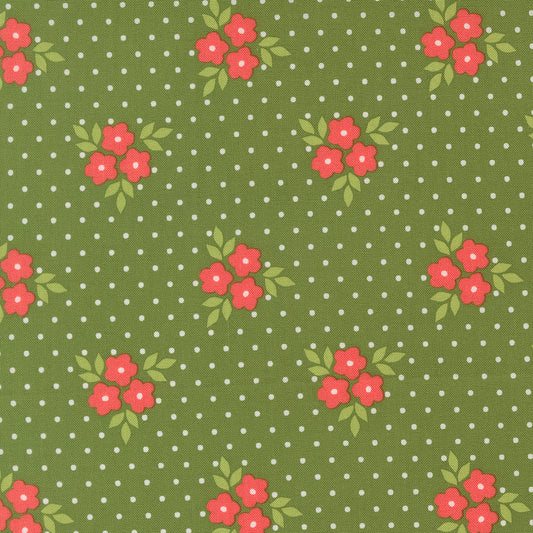 Poinsettia & Pear Bouquet Evergreen M3771214 by Sherri & Chelsi for Moda fabrics (sold in 25cm increments)
