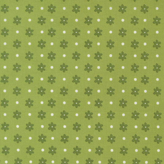 Poinsettia & Pear Daisy Dot Fresh Grass M3771313 by Sherri & Chelsi for Moda fabrics (sold in 25cm increments)