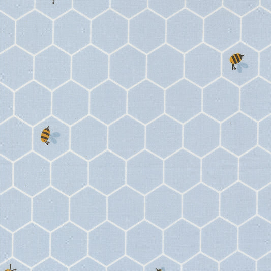 Blossoms and Blooms Bees Powder Blue M3905719 by Elena Amo for Moda Fabrics