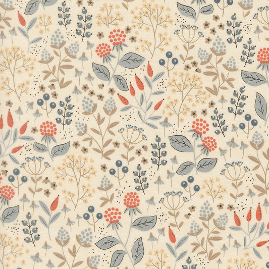 Natures Sketchbook Leaves & Berries Pearl M3907111 by Elena Amo for Moda fabrics (sold in 25cm increments)