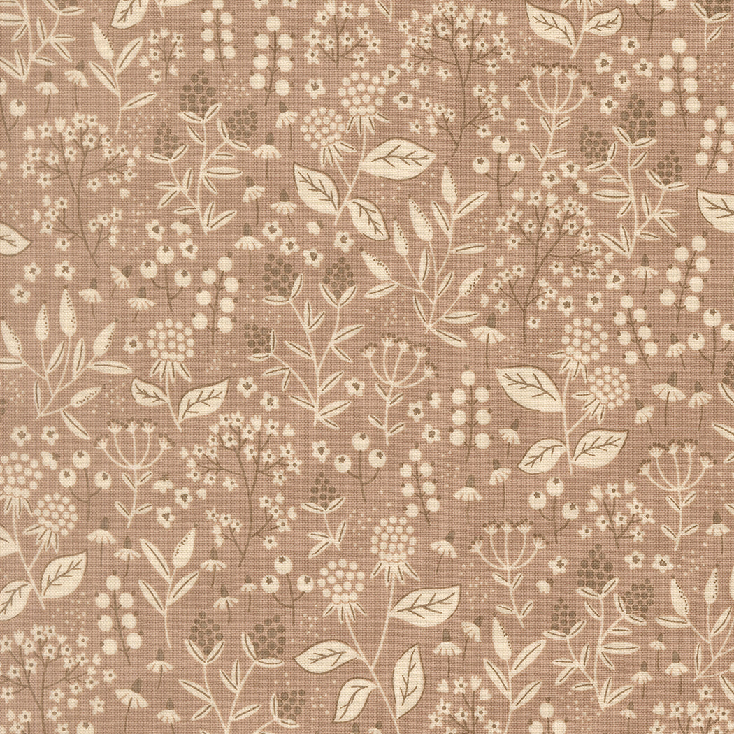 Natures Sketchbook Leaves & Berries Pebble M3907113 by Elena Amo for Moda fabrics (sold in 25cm increments)