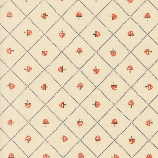 Natures Sketchbook Mushroom Grid Pearl M3907711 by Elena Amo for Moda fabrics (sold in 25cm increments)
