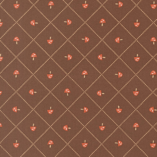 Natures Sketchbook Mushroom Grid Bark M3907715 by Elena Amo for Moda fabrics (sold in 25cm increments)