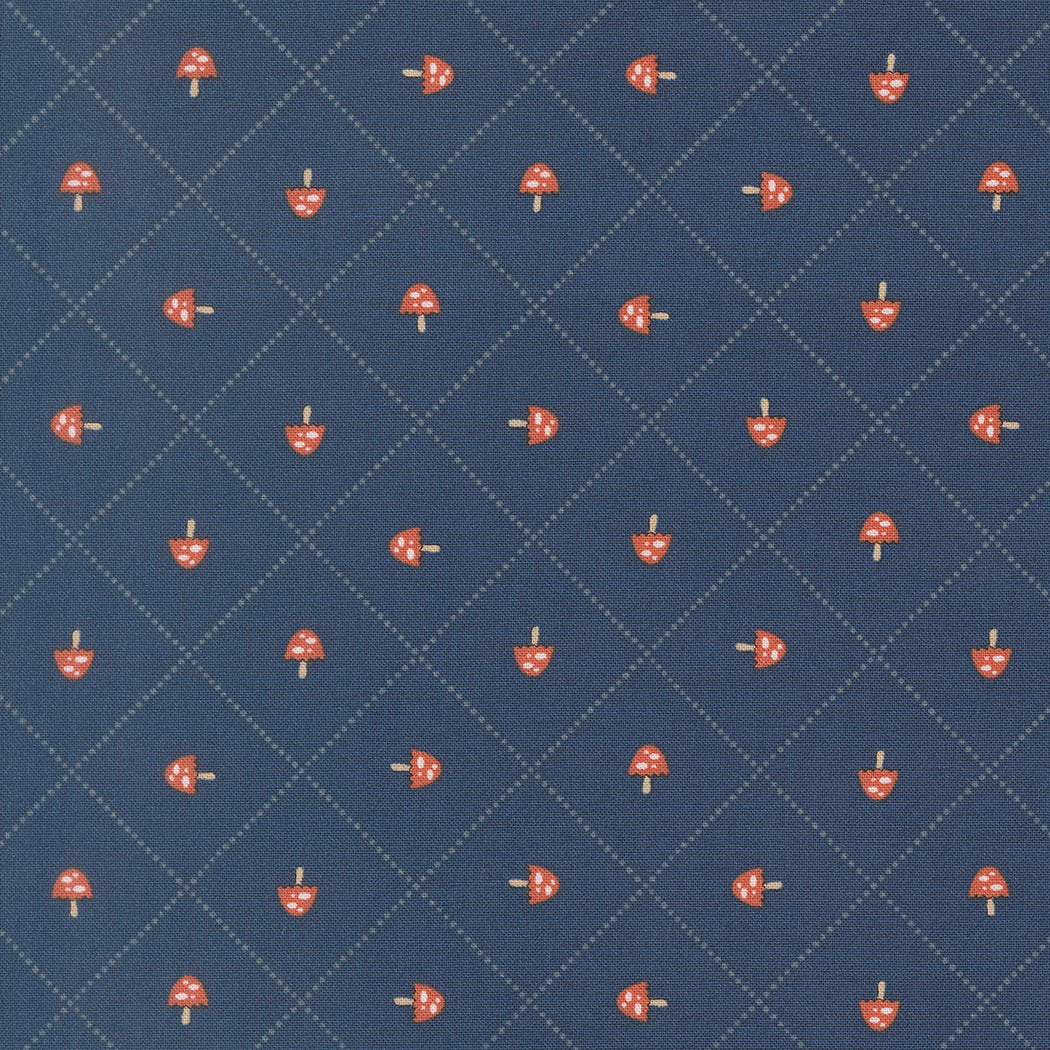 Natures Sketchbook Mushroom Grid Twilight M3907716 by Elena Amo for Moda fabrics (sold in 25cm increments)