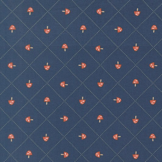 Natures Sketchbook Mushroom Grid Twilight M3907716 by Elena Amo for Moda fabrics (sold in 25cm increments)