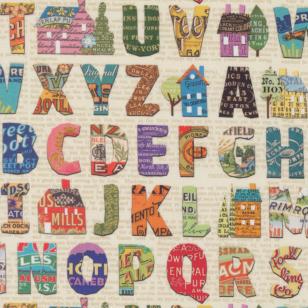 Paper Hamlet Alphabet Paper M3956411 by Cathe Holden for Moda fabrics (sold in 25cm increments)