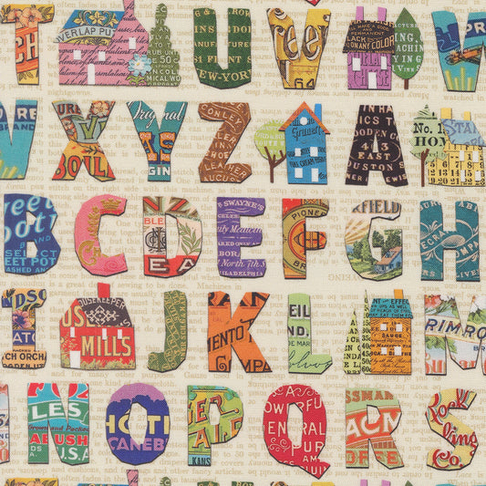 Paper Hamlet Alphabet Paper M3956411 by Cathe Holden for Moda fabrics (sold in 25cm increments)