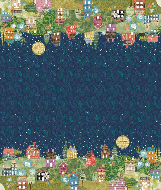 Paper Hamlet Double Border Midnight M3956911 by Cathe Holden for Moda fabrics (sold in 25cm increments)