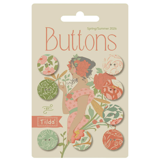 Songbird Coral Buttons 400074 by Tilda