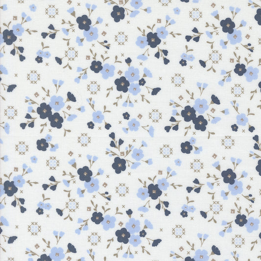 Sun Drenched Stitched Lullaby Cloud Indigo M4320125 by Sweetfire Road for Moda fabrics (sold in 25cm increments)