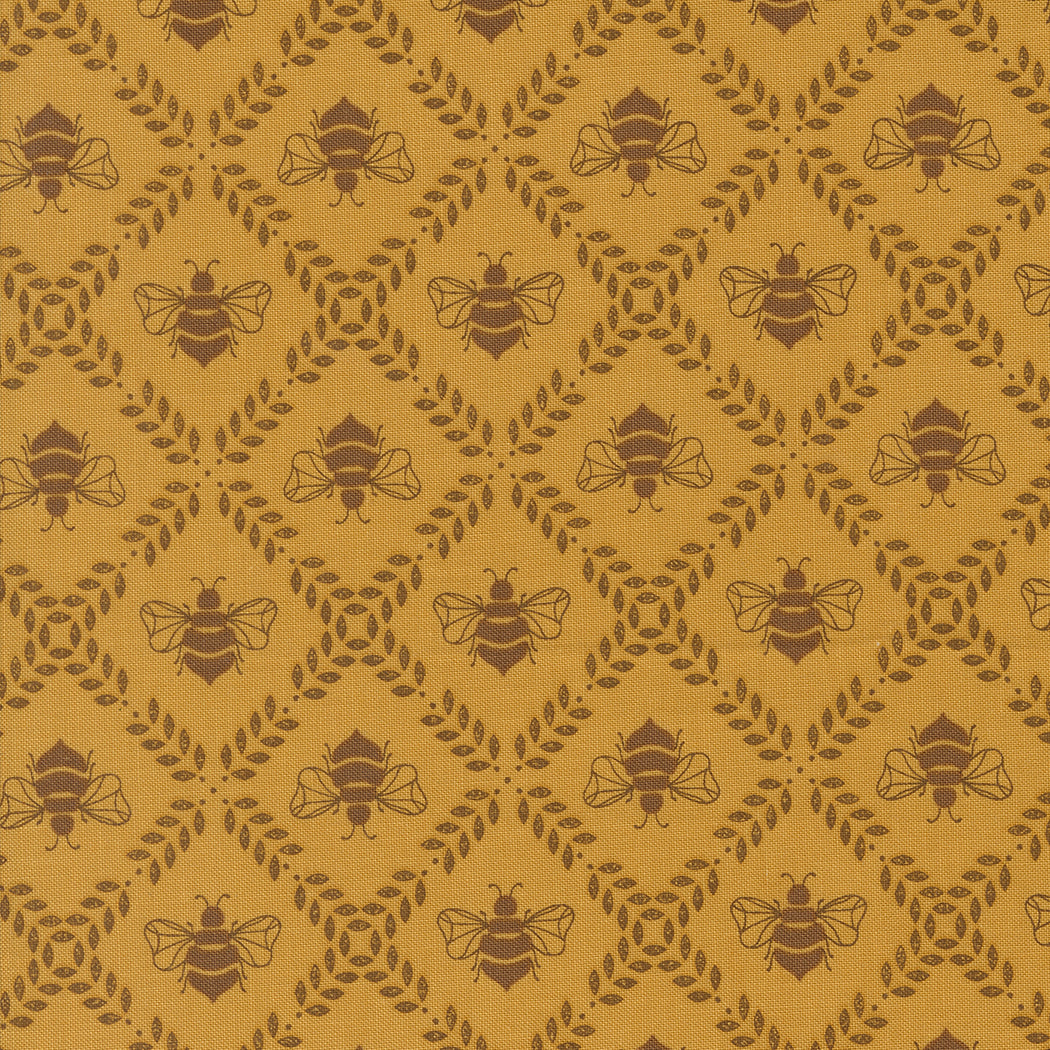Sun Drenched Gathering Honey Bees Golden M4320412 by Sweetfire Road for Moda fabrics (sold in 25cm increments)