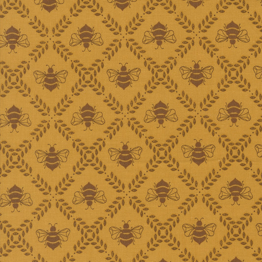 Sun Drenched Gathering Honey Bees Golden M4320412 by Sweetfire Road for Moda fabrics (sold in 25cm increments)