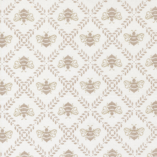 Sun Drenched Gathering Honey Bees Cloud Stone M4320423 by Sweetfire Road for Moda fabrics (sold in 25cm increments)