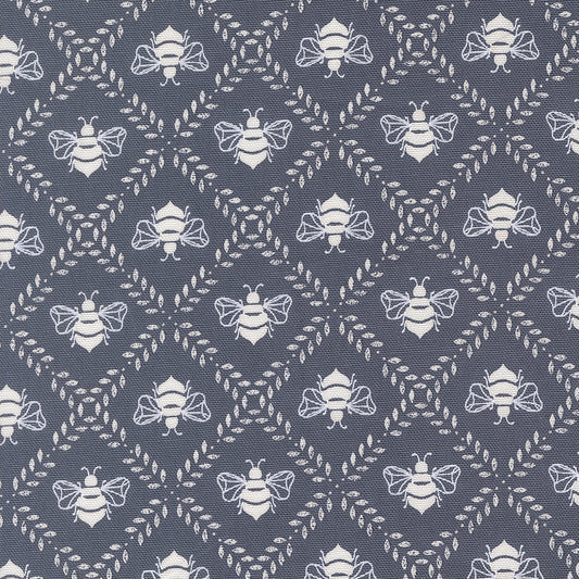 Sun Drenched Canvas Bees Indigo MCV4320435 by Sweetfire Road for Moda fabrics (sold in 25cm increments)
