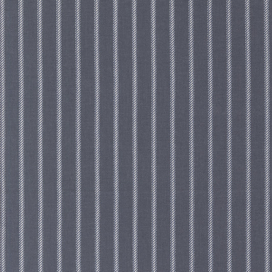 Sun Drenched Ticking Indigo M4320615 by Sweetfire Road for Moda fabrics (sold in 25cm increments)