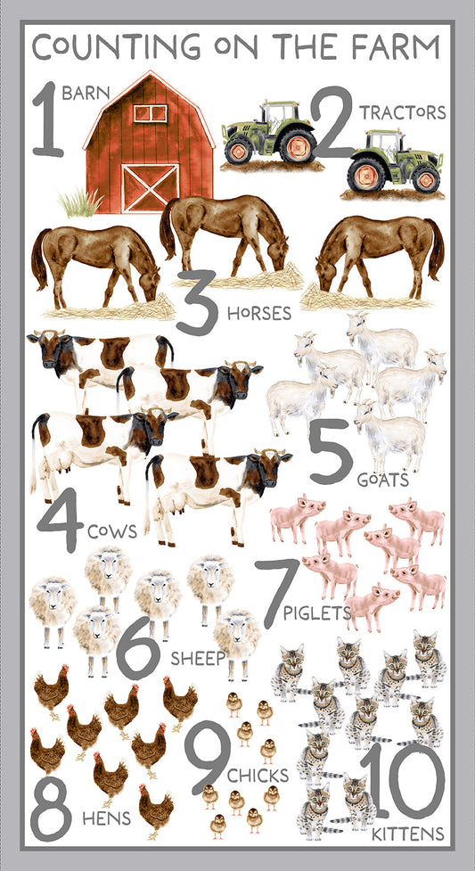 Little Seedlings Farm Counting Panel by Moque Lee Studio for Blank Quilting