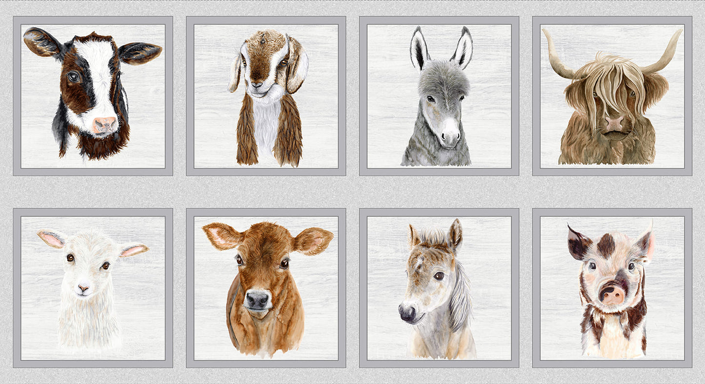 Little Seedlings Animal Block Panel by Moque Lee Studio for Blank Quilting