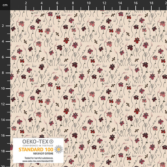 The Sweetest Embrace Cream Flowers 4514525 by Linette Jakobsen for Stoff Fabrics (sold in 25cm increments)