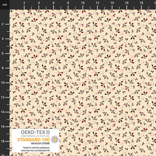 The Sweetest Embrace Cream Leaves 4514531 by Linette Jakobsen for Stoff Fabrics (sold in 25cm increments)