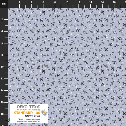 The Sweetest Embrace Light Blue Leaves 4514534 by Linette Jakobsen for Stoff Fabrics (sold in 25cm increments)