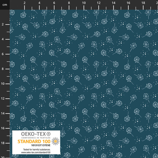The Sweetest Embrace Teal Blowflowers 4514535 by Linette Jakobsen for Stoff Fabrics (sold in 25cm increments)