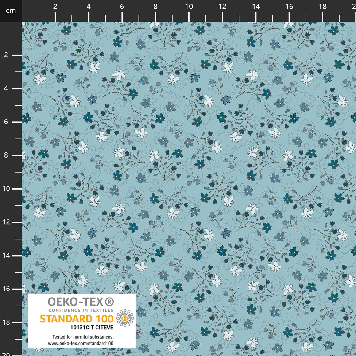 The Sweetest Embrace Aqua Flower Branches 4514537 by Linette Jakobsen for Stoff Fabrics (sold in 25cm increments)