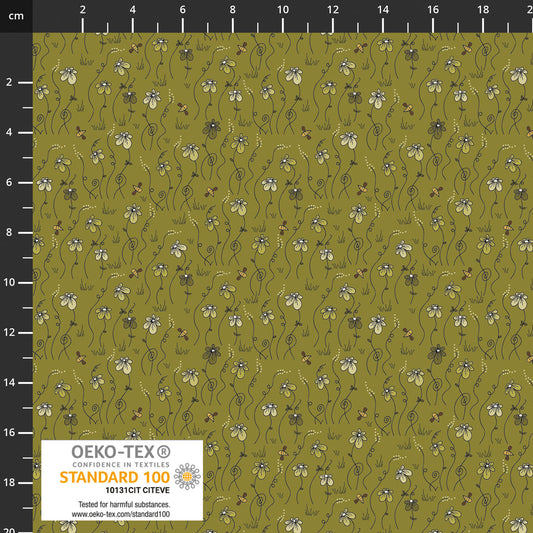 The Sweetest Embrace Green Flowers 4514541 by Linette Jakobsen for Stoff Fabrics (sold in 25cm increments)